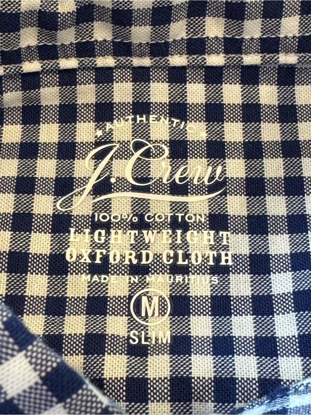 NWT J.Crew Slim Oxford Cloth Gingham Button Down Shirt Blue White Medium Classic